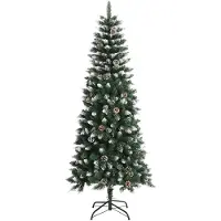 The Living Store Künstlicher Weihnachtsbaum mit Ständer Grün 180 cm PVC
