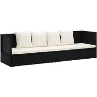 The Living Store Garten-Sofabett mit Kissen Poly Rattan Schwarz