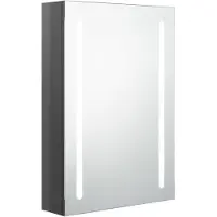 The Living Store LED-Bad-Spiegelschrank Glänzendes Grau 50x13x70 cm