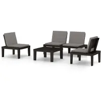 The Living Store 4-tlg. Garten-Lounge-Set mit Kissen Kunststoff Grau