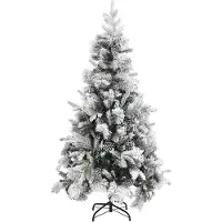 The Living Store Weihnachtsbaum mit Zapfen Beschneit 225 cm PVC & PE