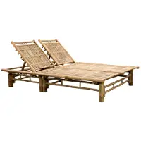 The Living Store 2-Personen-Sonnenliege mit Auflagen Bambus