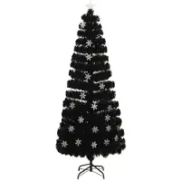 The Living Store Weihnachtsbaum mit LED-Schneeflocken Schwarz 240 cm Fiberoptik