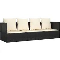 The Living Store Outdoor-Loungebett mit Kissen Schwarz Poly Rattan