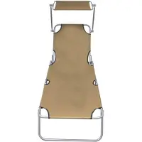 The Living Store Klappliege mit Sonnenschutz Taupe Aluminium