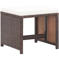 The Living Store Gartenhocker 2 Stk. mit Sitzkissen Poly Rattan Braun