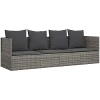 The Living Store Outdoor-Loungebett mit Kissen Grau Poly Rattan