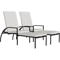 The Living Store Sonnenliegen 2 Stk. mit Fußhocker PE-Rattan Braun