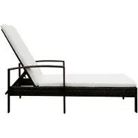 The Living Store Sonnenliege mit Auflage Poly Rattan Braun