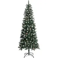 The Living Store Künstlicher Weihnachtsbaum mit Ständer Grün 210 cm PVC