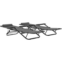 The Living Store Klappbare Sonnenliegen 2 Stk. mit Fußablage Grau