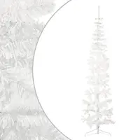 The Living Store Künstlicher Halb-Weihnachtsbaum mit Ständer Schlank Weiß 240 cm