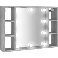The Living Store Spiegelschrank mit LED Grau Sonoma 76x15x55 cm