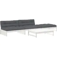The Living Store 4-tlg. Garten-Lounge-Set mit Kissen Weiß Massivholz