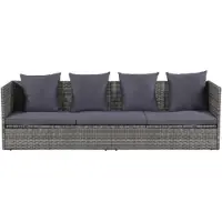 The Living Store Garten-Sofabett 200x60 cm Poly Rattan Grau