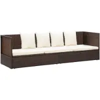 The Living Store Garten-Sofabett mit Kissen Poly Rattan Braun