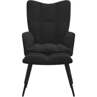 The Living Store Relaxsessel mit Hocker Schwarz Samt