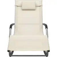The Living Store Sonnenliege Textilene Creme und Grau