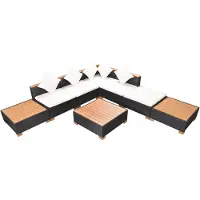 The Living Store 8-tlg. Garten-Lounge-Set mit Auflagen Poly Rattan Schwarz