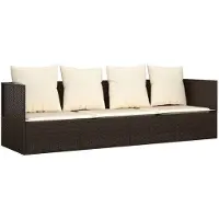 The Living Store Outdoor-Loungebett mit Kissen Braun Poly Rattan