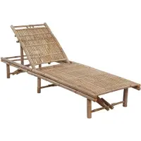 The Living Store Garten-Sonnenliege mit Auflage Bambus