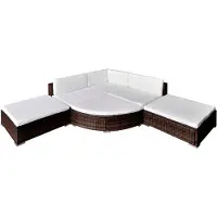 The Living Store 6-tlg. Garten-Lounge-Set mit Auflagen Poly Rattan Braun