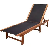 The Living Store Sonnenliegen 2 Stk. mit Tisch Akazie Massivholz und Textilene