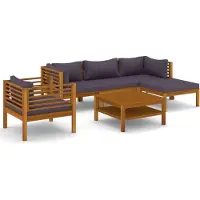The Living Store 6-tlg. Garten-Lounge-Set mit Auflage Massivholz Akazie