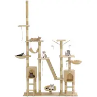 The Living Store Katzen-Kratzbaum mit Sisal-Kratzsäulen 230 - 250 cm Beige