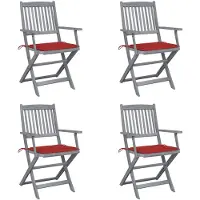 vidaXL Klappbare Gartenstühle 4 Stk. mit Sitzkissen Massivholz Akazie