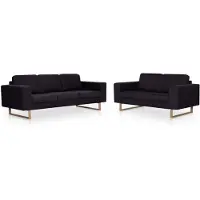 vidaXL 2-tlg. Sofagarnitur Stoff Schwarz