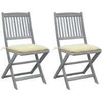 vidaXL Klappbare Gartenstühle 2 Stk. mit Kissen Massivholz Akazie