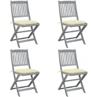 vidaXL Klappbare Gartenstühle 4 Stk. mit Kissen Massivholz Akazie