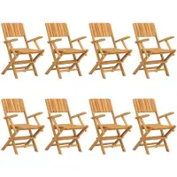 vidaXL Klappstühle, 8 Stück, 55 x 61 x 90 cm, Massivholz Teak