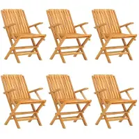 vidaXL Klappstühle, 6 Stück, 61 x 67 x 90 cm, Massivholz Teak