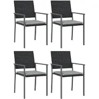 vidaXL Gartenstühle mit Kissen 4 Stk. Schwarz 54x62,5x89cm Poly Rattan