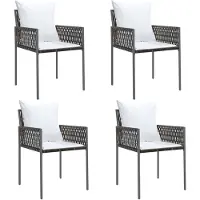vidaXL Gartenstühle mit Kissen 4 Stk. Braun 54x61x83 cm Poly Rattan