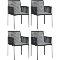 vidaXL Gartenstühle mit Kissen 4 Stk. Schwarz 54x60,5x83,5 cm
