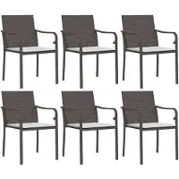 vidaXL Gartenstühle mit Kissen 6 Stk. Braun 56x59x84 cm Poly Rattan