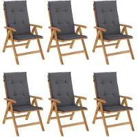 vidaXL Gartenstühle mit Kissen 6 Stk. Massivholz Teak