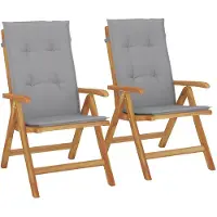 vidaXL Gartenstühle mit Kissen 2 Stk. Massivholz Teak