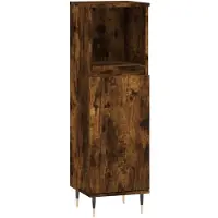 vidaXL Badschrank Räuchereiche 30x30x100 cm Holzwerkstoff