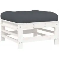 vidaXL Gartenhocker mit Kissen Weiß Massivholz Kiefer