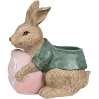 Clayre & Eef Blumentopf "Kaninchen" in Hellbraun/Grün/ Rosa - (B)27 x (H)30 x (T)16 cm - onesize
