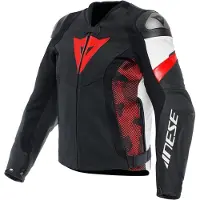 Dainese Avro 5 Leather Schwarz Rot Lava Weiß Jacke Größe 52