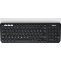 Logitech K780 Multi-Device Wireless Keyboard, Volle Größe (100%), Kabellos, RF Wireless + Bluetooth, QWERTY, Grau, Weiß