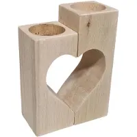 Playwood Teelichthalter Herz Motiv Buche, 2dlg.