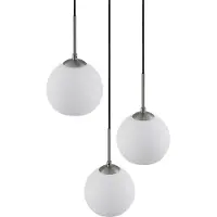LINDBY Hängelampe Jurian, Ø 32 cm, 3-flg., nickel/opal, Glas