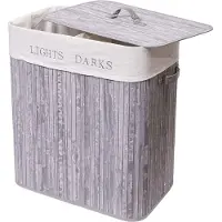 MCW Wäschekorb -C21, Laundry Wäschebox Wäschesammler Wäschebehälter, Bambus 2 Fächer 63x55x34cm 100l
