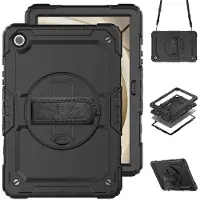 Accezz Robustes Back Cover mit Schultergurt für das Samsung Galaxy Tab A9 Plus - Schwarz